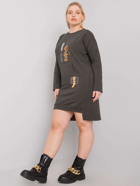 Ciemna khaki sukienka dresowa plus size Akira