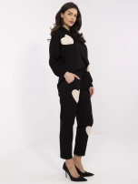 Hurt Czarny casualowy komplet damski z wiskozą