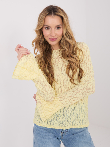 Jasnożółta bluzka z rozkloszowanymi rękawami