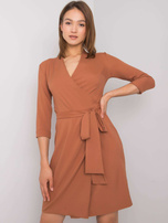 Brązowa sukienka z wiązaniem Edelie