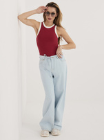 Jasnoniebieskie szerokie jeansy z wiązaniem SUBLEVEL 