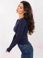 Granatowa bluzka basic z okrągłym dekoltem 