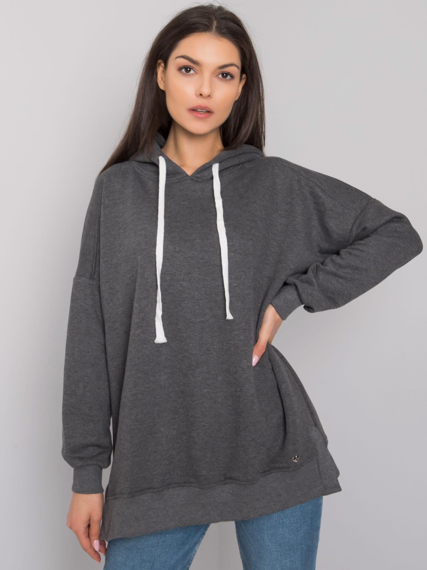 Dunkelgrauer melierter Basic-Hoodie Cleveland.