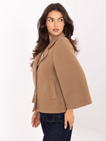 Camelowy płaszcz z zapięciem na guziki RUE PARIS