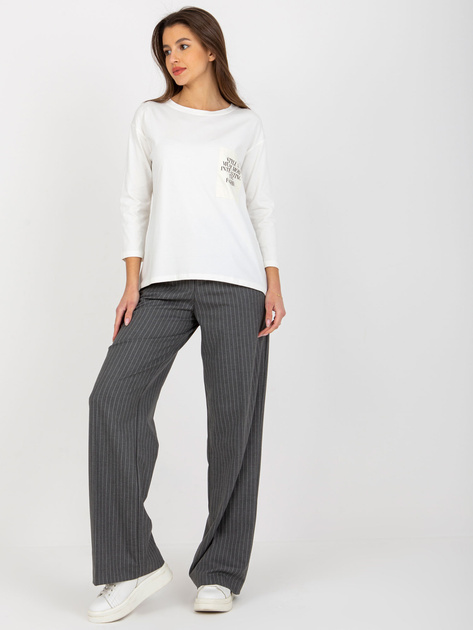 Hurt Ecru damska bluzka na co dzień z okrągłym dekoltem