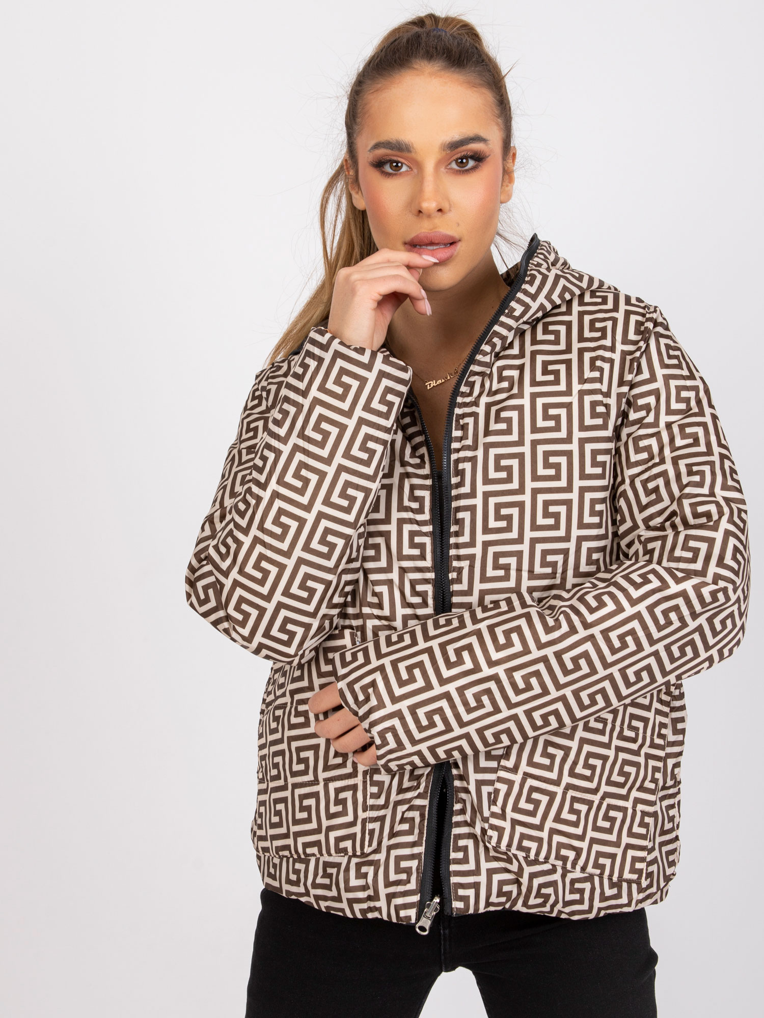 Black reversible jacket with hood Arta
