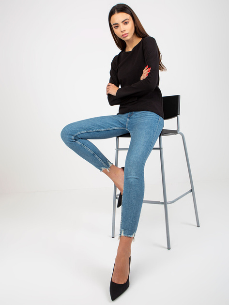 Hurt Czarna gładka bluzka longsleeve z okrągłym dekoltem