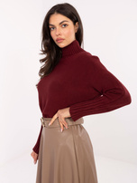 Bordowy sweter oversize z golfem RUE PARIS 