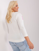 Hurt Różowo-ecru bluzka plus size z błyszczącym nadrukiem