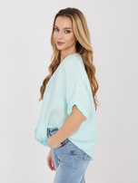 Miętowa luźna bluzka na lato  