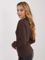 Czekoladowa bluzka w szeroki prążek RUE PARIS