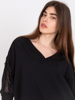 Czarna bawełniana bluzka z koronką Leja RUE PARIS