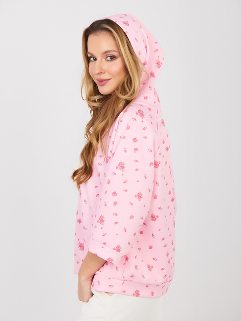 Różowa luźna bluza w róże