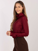 Bordowa elegancka bluzka z golfem