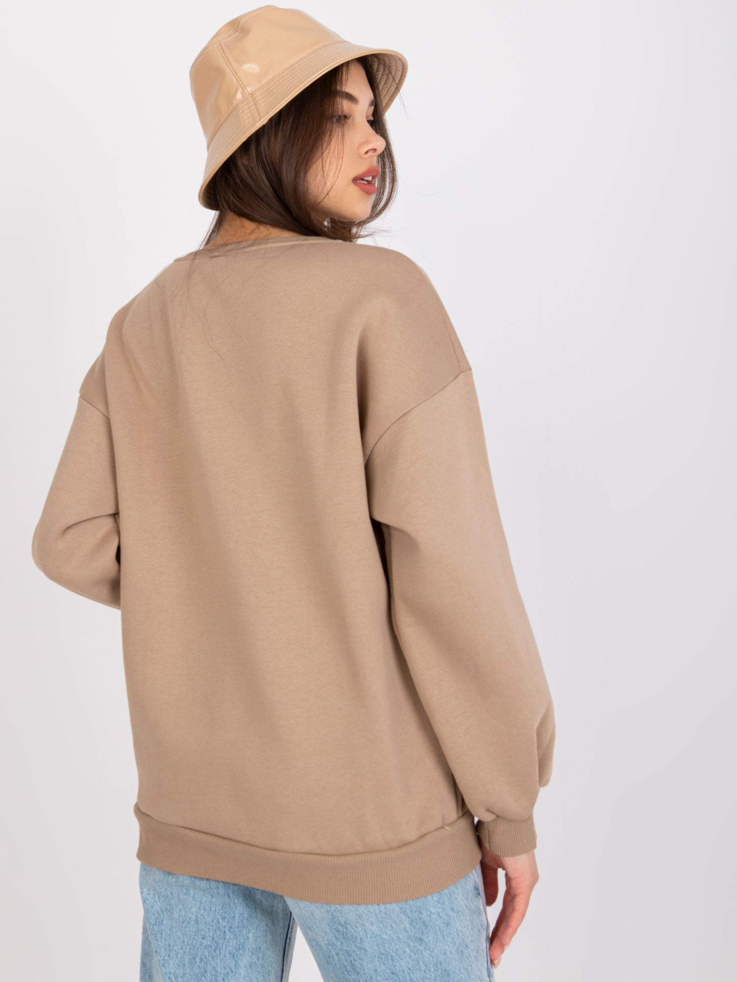 Ciemnobeżowa dresowa damska bluza oversize Elise 