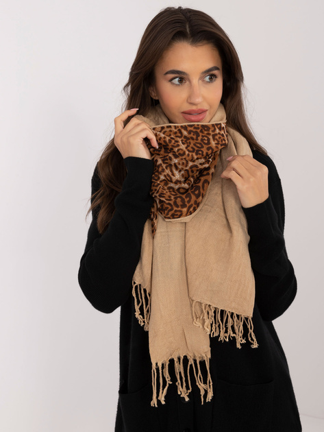 Hurtownia Jasnocamelowy szal damski z wiskozą