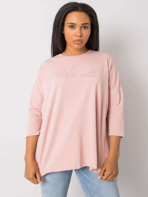 Brudnoróżowa bluzka plus size z aplikacją Luigina