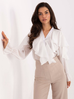 White button-up shirt with ruffles RUE PARIS.