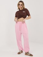 Różowe dresowe spodnie z wysokim stanem 