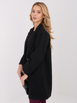 Czarny elegancki płaszcz z kieszeniami