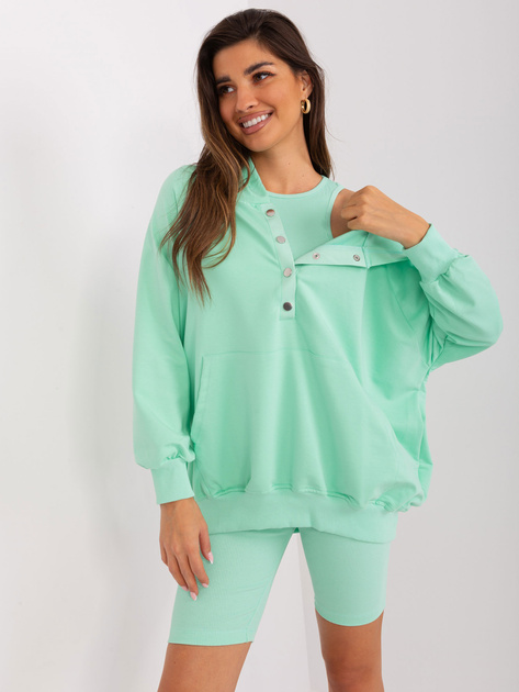 Hurt Miętowy trzyczęściowy komplet casualowy z bawełny