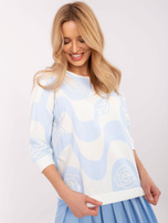 Hurt Ecru-jasnoniebieska wzorzysta bluzka z bawełny