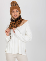 Hurtownia Camelowo-czarny damski komin we wzory