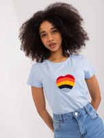 Hurt Jasnoniebieski t-shirt z haftem BASIC FEEL GOOD