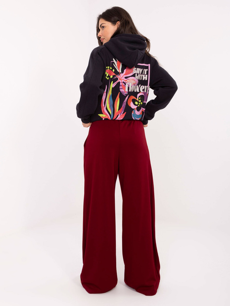 Bordowe dresowe spodnie palazzo