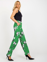Hurt Zielone szerokie materiałowe spodnie w kwiaty od garnituru