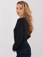 Czarna damska bluzka basic z bawełny 