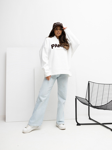 Ecru bluza z kontrastowym napisem RUE PARIS