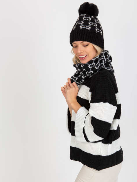 Hurtownia Czarno-biały damski komin we wzory