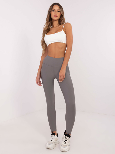 Hurt Ciemnoszare sportowe legginsy damskie w prążek
