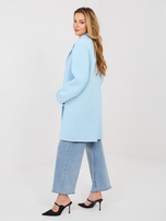 Pastelowy niebieski piankowy płaszcz przed kolano RUE PARIS