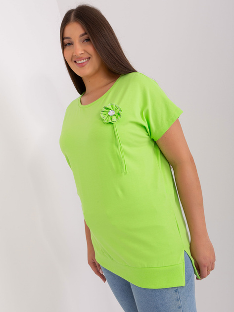 Hurtownia Jasnozielona bluzka damska plus size ze ściągaczem