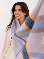 Hurt Jasnofioletowy gruby szal damski z frędzlami