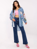 Hurt Niebieska rozpinana koszula oversize z nadrukiem