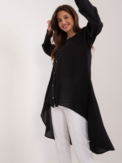 Hurt Czarna długa koszula z ozdobnymi guzikami