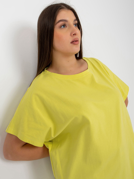Hurtownia Jasnolimonkowy damski t-shirt plus size o luźnym kroju