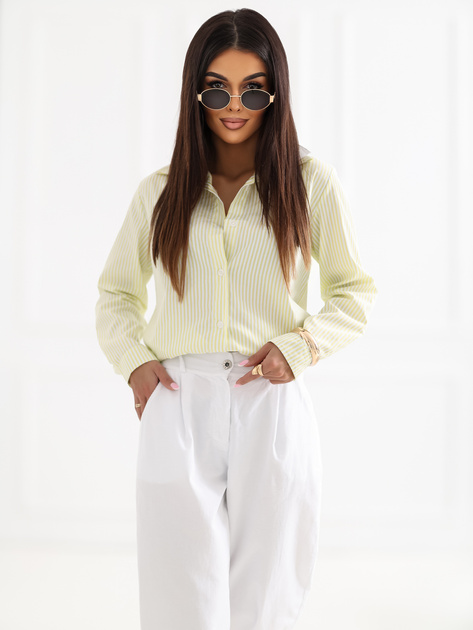 Jasnożółta rozpinana koszula z długim rękawem