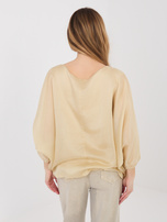 Beżowa wizytowa bluzka z okrągłym dekoltem 