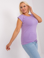 Hurt Fioletowa damska bluzka plus size z wycięciem