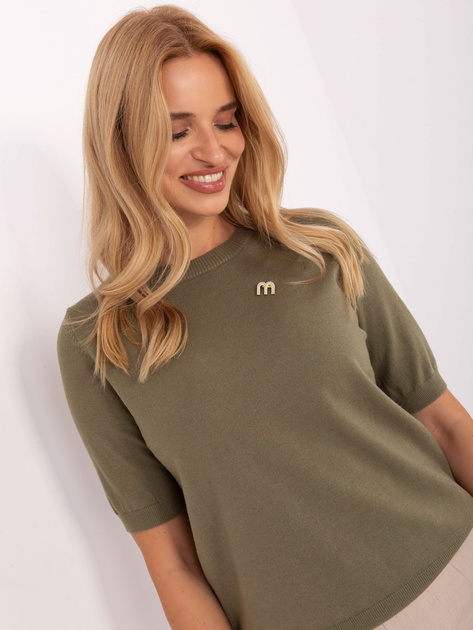 Khaki damski sweter z wiskozą