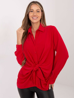 Czerwona damska koszula z ozdobnymi guzikami 