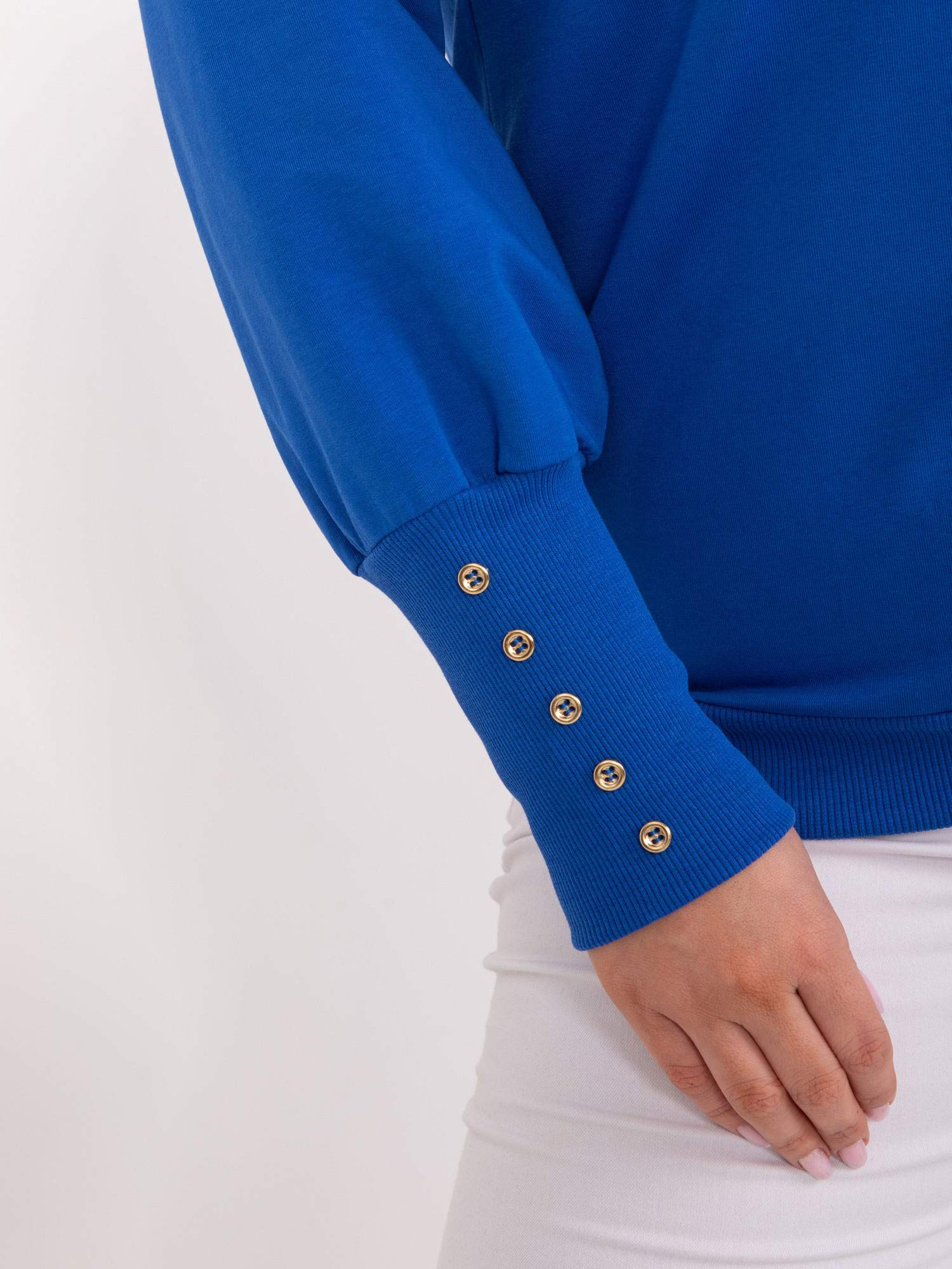 Hurt Kobaltowa damska bluza plus size z bawełny 