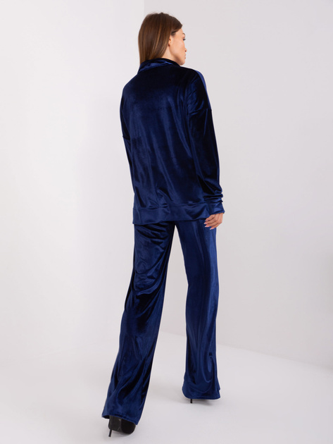 Hurt Granatowy welurowy komplet z bluzką