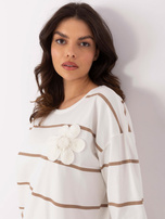 Hurt Ecru-ciemnobeżowa bluzka z okrągłym dekoltem