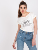 Ecru t-shirt bawełniany damski Cabrera MAYFLIES