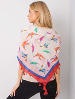 Beżowa chusta damska z nadrukiem